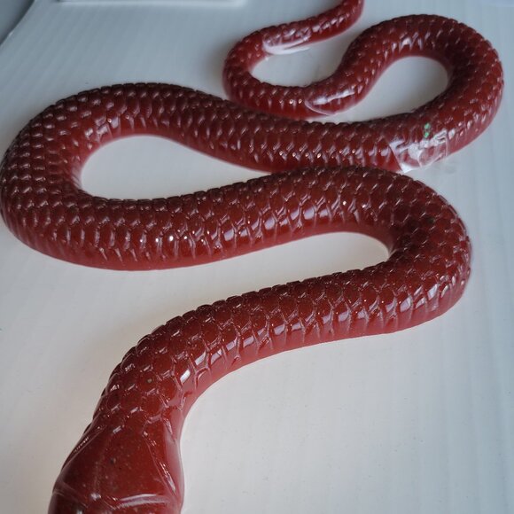 SNAKE winder RED Epoxy Resin Figurine Collectible Reptile Animal HANDMADE HOME - Picture 3 of 3